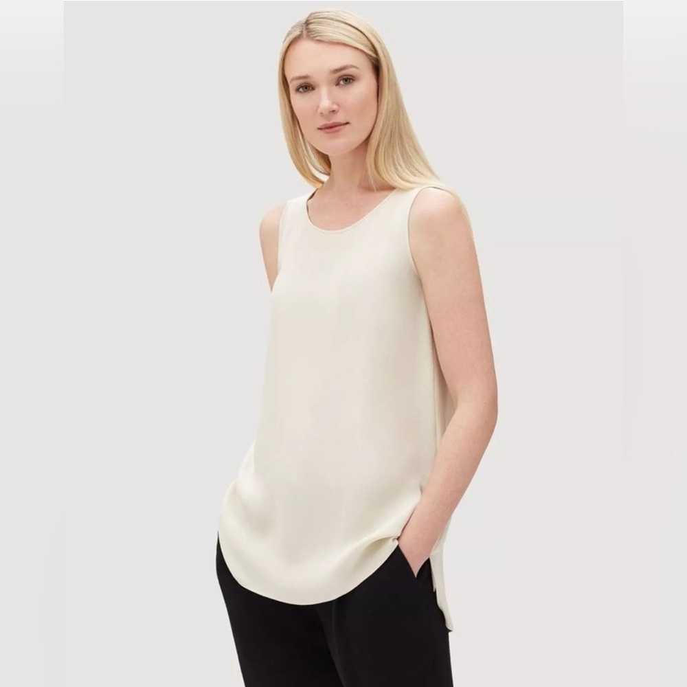 Lafayette 148 New York Petite Ruthie Sleeveless Georgette Blouse✨